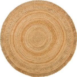 Unique Loom Braided Jute Collection Area Rug - Seema (6' 1" Round, Natural)