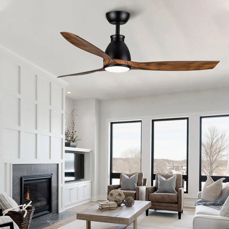 52-Inch Modern LED Ceiling Fan with Lights Indoor/Outdoor Integration Imitation
