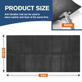Washer Dryer Anti-Vibration Mat 62.9 * 29.5 Inches Foldable Rubber Mat for Washing Machine Dryer Waterproof Noise Reducing Pads Non-Slip Shockproof Mat for Floor Protection