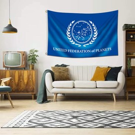 ENMOON United Federation of Planets Flag (3x5Feet,Double Sided, 3-layer 150D Poly) Man Cave Garage with Brass Grommets