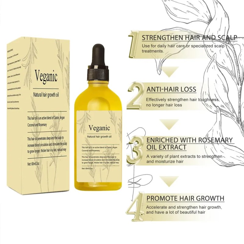 Aceite Para El Crecimiento Del Cabello Kisinly Veganic Rosem