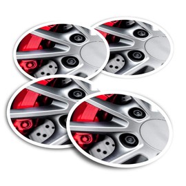Vinyl Stickers (Set of 2) 10cm - Red Brake Caliper Alloy Wheel Car Fun Decals for Laptops,Tablets,Luggage,Scrap Booking,Fridges #15850