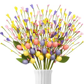 Yen Jean Yen Jean 10PCS Easter Decorations Eggs Berry Stems Spring Artificial Picks Decor for Home Table Vase Centerpiece