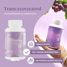 B-fit Trans-resveratrol 90 Capsulas 1000mg 45 Porciones Sin Sabor