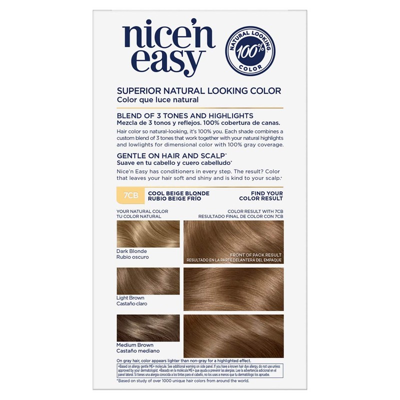 Clairol Nice'n Easy Permanent Hair Dye, 7CB Cool Beige Blonde