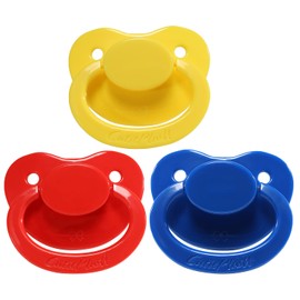 CutiePlusU Adult Sized Dummy for Adults Babies Large Shield Pack of 3 - Lake Blue, Yellow, Red