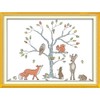 Meecaa Cross Stitch Kits 14 Count Stamped, Squirrel Fox Rabbit