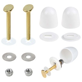 PAVIKE Toilet Seat Screw Replacement Kit (2 Pack) Toilet Seat Hinge Screws, Toilet Seat Bolt Replacement Kit, Toilet Floor Bolt Set, Toilet Bowl Hardware, Elevated Decorative Cap, Plastic Gasket and