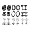 18 Pcs Black Silver Earrings for Men Zircon Stainless Steel Hoop Stud Earrings Set for Men Women Ear Jewelry Piercing