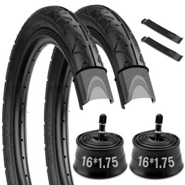16" Bike Tire, 2 Pack 16 x 1.75 Bike Tire with Schrader Valve, 16 x 1.75 Bicycle Tire and Tube with 2 Tire Levers, Stroller Back Wheel Tire Compatible with RoyalBaby, Joystar, Dynacraft Kids Bike