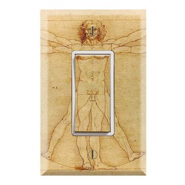 Graphics Wallplates - Vitruvian Man by Leonardo da Vinci - Single Rocker/GFCI Outlet Wall Plate Cover