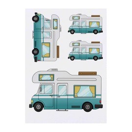 4 x 'Motorhome' Temporary Tattoos - Water Resistant, Skin-Safe, Non-Toxic Transfers, Mixed Sizes (TO00084892)