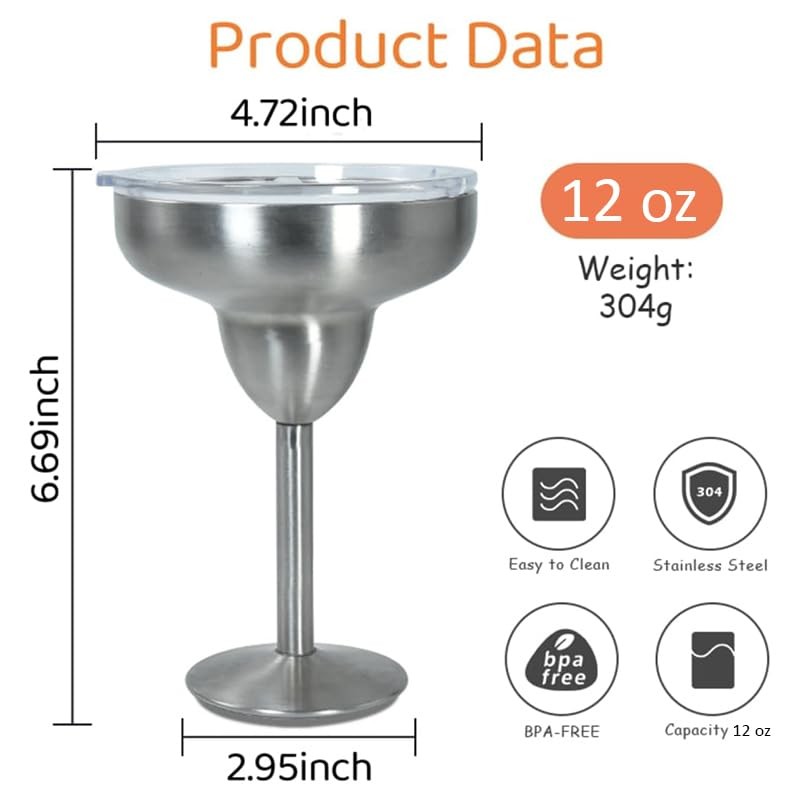 Insulated Stainless Steel 12oz Margarita Tumbler with Lid