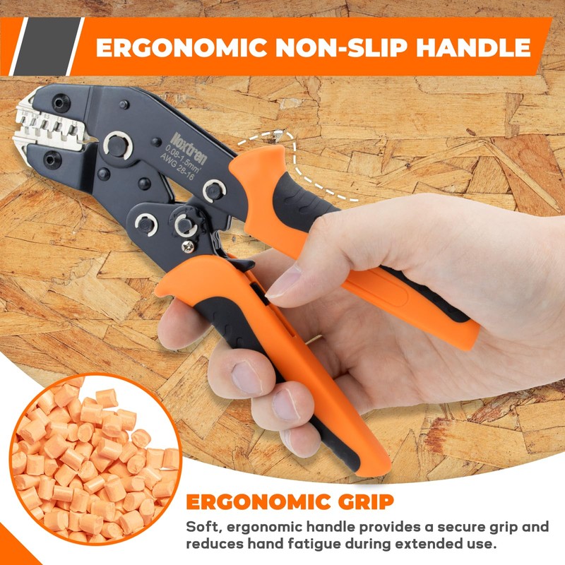 Noxtren 5-in-1 Wire Crimping Tool, AWG 28–16 Ratcheting Crimper for