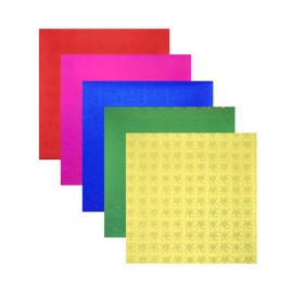 MECCANIXITY 85 Sheets Glitter Origami Paper 3x3 Inch Metallic Holographic Foil Laser Paper Shiny Square Folding Paper for DIY Arts, Gold Green Red Blue