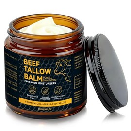 Sarga de ternera para la piel, bálsamo natural con miel cruda y cera de abejas para la cara, humectantes nutritivos profundos, crema de sarga de res alimentada con pasto para todo tipo de piel
