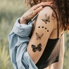 10 Blätter Temporäre Tattoos,Schwarz Schmetterling Temporäre Tätowierung,Wasserdicht Klebetattoos Erwachsene,Temporary Tattoo