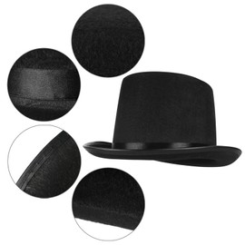 EOZY Top Hat Men Women High Hat Adult Hat with Satin Ribbon Top Hat Party Hat for Wizard Carnival Fancy Dress Cap Height 12 cm (Cap Height 12 cm, Black), black
