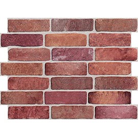 Retro-Art 3D Wall Panels, Old Brick in Red, PVC, 17.5" x 23.75", Cover 2.78 sq.ft. 572OR