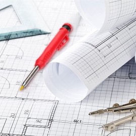 Mechanical Carpenter Pencils Set, Solid Deep Hole Woodworking Pencils Marker Marking Tools, Built in Extended Needle-Nose Tipfor Construction Workers, Metal Work, Welders, Plumbers, Framers (6 PCS)