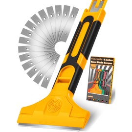 4" Razor Blade Scraper, Scraper Tool with 15pcs Razor Blades, Scrapper for Cleaning Paint, Sticker & Caulk Remover Tool, Glass Scraper for Windows, Stove Top, Oven, Cooktop, Floor, Tile