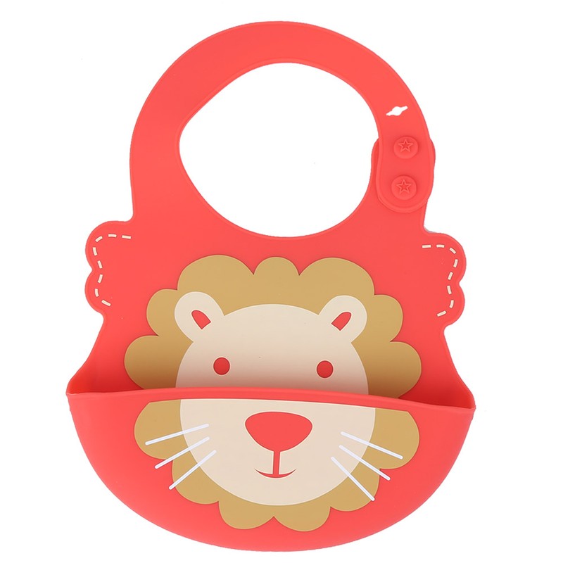 Baby Bib Washable Waterproof Superbib Reusable Infant Cartoon Feeding TowelRed