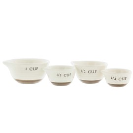 Neutral White & Brown Ceramic Measuring Cup Set