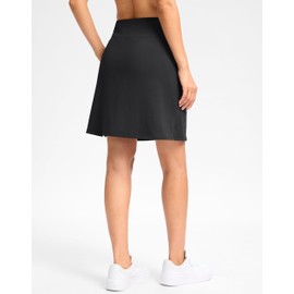Viodia Falda pantalón de 45 cm para mujer con bolsillos, cintura alta, para golf, tenis, hasta la rodilla, larga, elegante, informal, negra