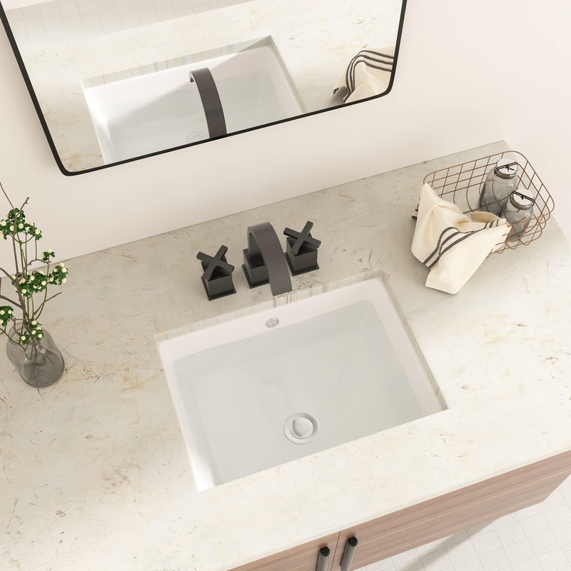 17 Inch Undermount Bathroom Sink - GhomeG 17"x12" White Rectangle