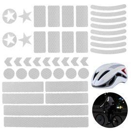 42Pcs Reflective Stickers, Reflective Helmet Bicycle Stickers, Driveway Reflectors, BikeReflective Tape, NightSafety Stickers for Bicycle, Motorcycle, Wheelchairs, Scooter (White)