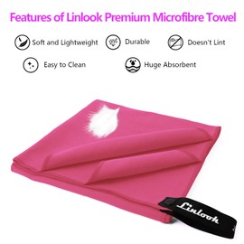 Linlook Microfibre Towel Set (160 x 80 cm Large Bath Towel + 80 x 40 cm Small Hand Towel) - Soft and Lightweight Beach Towel - Quick Drying Sports Gym Towel - Compact Swimming Camping Towel