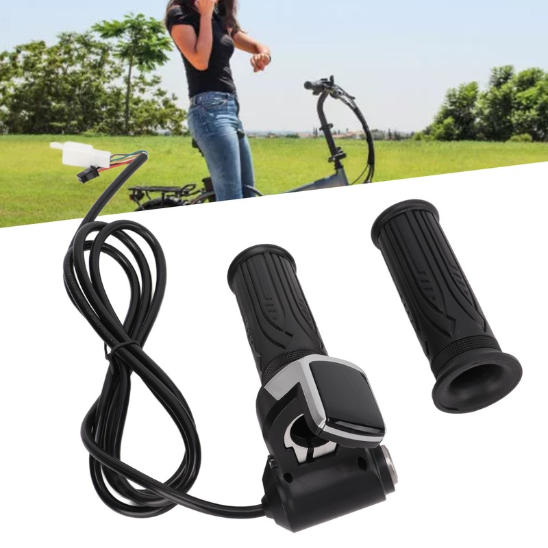 LED Display Electric Bike Throttle Grip Handlebar with Battery Indicator