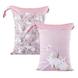 Maeau Pack of 2 Wetbag Waterproof Nappy Bag Changing Bag for Cloth Nappies Wet Bags Reusable Wetbag Organiser Bag Washable Wetbags Travel Toiletry Bag 18 x 25 cm / 20 x 28 cm / 30 x 40 cm, Pattern