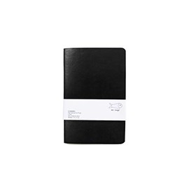 Cuaderno A5 tapa blanda de piel sintética, para sketchbook, bullet journal, dibujar, escribir, notas, diario. Cosido. HECHO A MANO. (Negro, Rayas)    