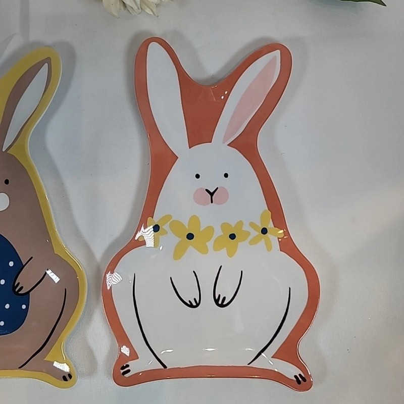 Room Essentials Set of 2 Bunny Rabbit Easter Figural Melamine