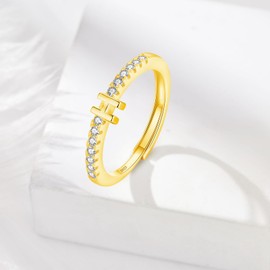 INFUSEU Gold Initial Rings with Letter H Jewelry for Women Teen Sterling Silver 925 Stacking Alphabet Monogram Toe Stackable Stacks Adjustable Size 7 8 6 Her Birthday