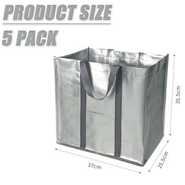 Cobenga Reusable Shopping Bag, 37 x 25.5 x 35.5 cm, Large Reusable Tote Bags, Foldable Shopping Bags with Hard Bottom and Handles, Lightweight Shopping Bag for Everyday Use