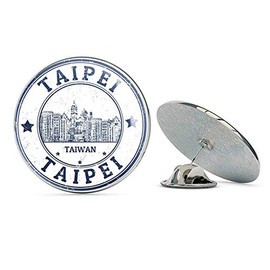 Taipei Taiwan Round Metal 0.75" Lapel Pin Hat Shirt Pin Tie Tack Pinback