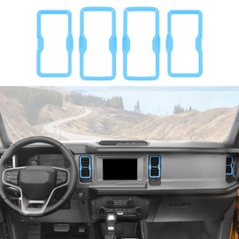 RAZPOY for Bronco Air Conditioning Outlet Vent Trim, 4PCS Center Console Dash AC Vent Ring Cover Compatible with 2021-2023 Ford Bronco Interior Accessories, Light Blue