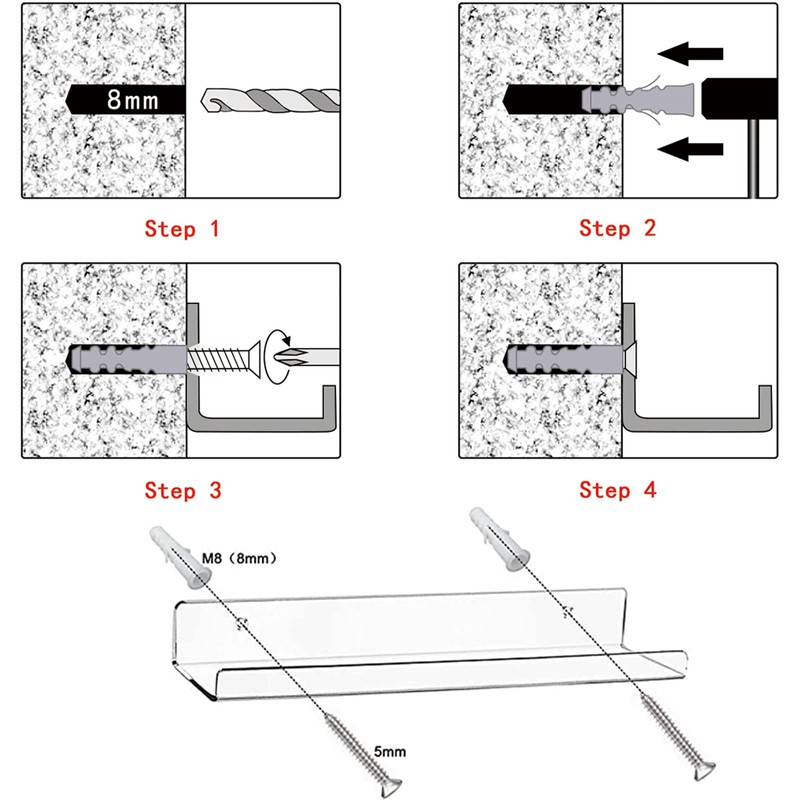 Cerpourt Cerpourt Acrylic Floating Wall Ledge Shelf, Clear Bathroom Storage