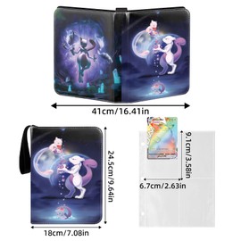 Trading Card Album Compatible Cards Scrapbook 55 Pages 440 Card Capacity Portable Waterproof PU Card Holder Card Folder Book