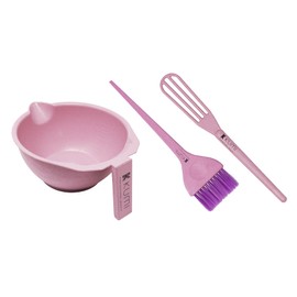 Kumi Wheat Eco-Friendly Pink 3 Piece Tint/hair dye Set - Non-Slip Bowl, Large Brush & Whisk, this hair dye bowl and brush kit is ideal for professional or home use. Ideal home hair dye kit.