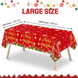 3 Pieces Merry Christmas Tablecloth Christmas Tree Plastic Table Cover Rectangle Xmas Tree Holiday Table Cloth for Merry Christmas Party Decorations Supplies, 54 x 108 Inch