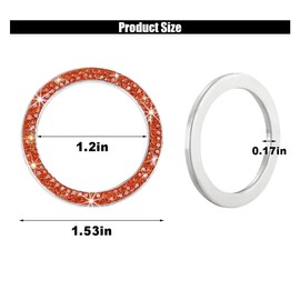 GLSOWEE Car Bling Crystal Rhinestone Engine Start Decoration Ring, Ring Start Button Cover Sticker Key Ignition & Knob Ring Decoration, Bling Car Interior Accessories for Women (Orange)