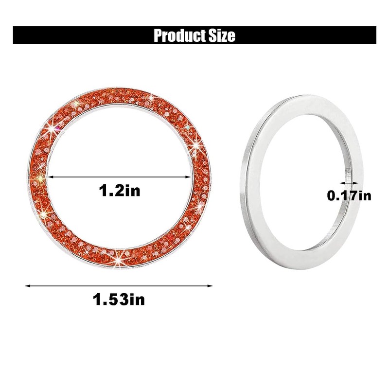 GLSOWEE Car Bling Crystal Rhinestone Engine Start Decoration Ring, Ring