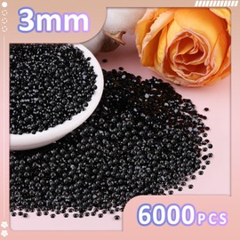 6000Pcs 3mm Resin Jelly Rhinestones with 3Pcs 10ml B7000 Jewelry Glue for Crafting, Black Flatback Gems, Bedazzling Crystal Bulk for DIY Crafts Clothing Tumblers Shoes Nail Art Fabric