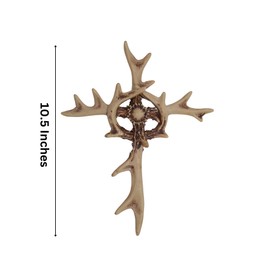 Wowser Rustic Style Faux Antler Resin Wall Cross, Religious Home & Office Decor, Hanging Wall Cross, 10.5 Inches Tall