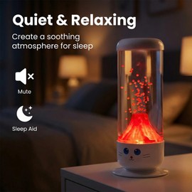 Dimind Volcano Lamp - Realistic Lava Lamp, Mini 9in USB Powered Night Light with Remote Control, 7 Color Changing LED, Perfect Relaxing Sensory Mood Light for Bedroom, Office & Party Decor