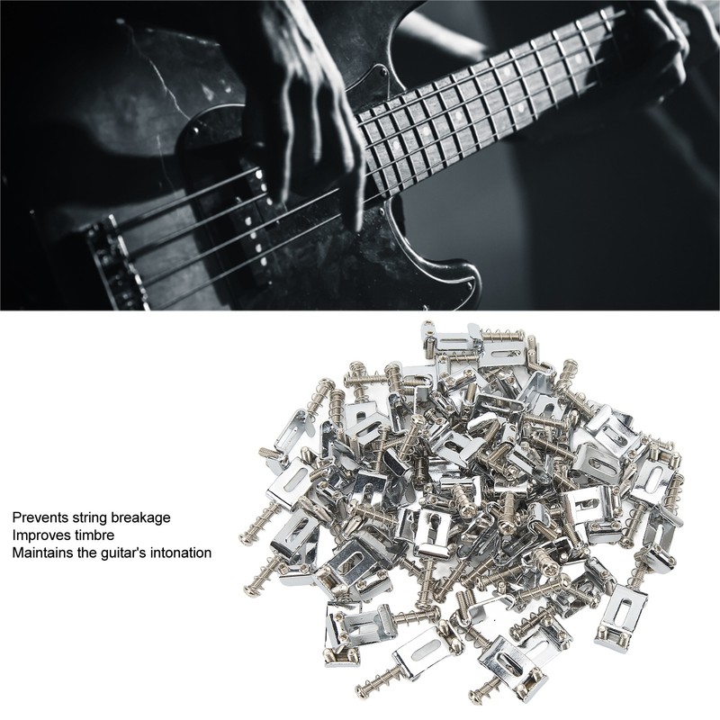 60Pcs Guitar Bridge Saddles Tuning Stability Silver No Burrs Easy