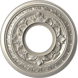 Ekena Millwork CMP10BABAL Baltimore Thermoformed PVC Ceiling Medallion (Fits Canopies up to 4 1/4"), 10"OD x 3 1/2"ID x 3/4"P, Bright Coat Aluminum
